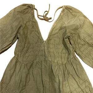 Olive Green V-Neck Dress